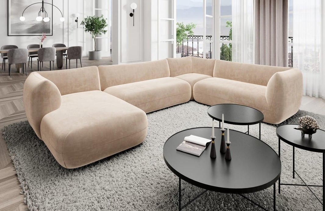 XXL Wohnlandschaft Madrid U-Form aus Stoff