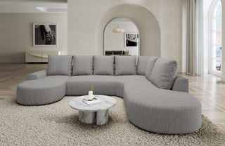 Wohnlandschaft Gomera Lounge U-Form aus Stoff Hellgrau