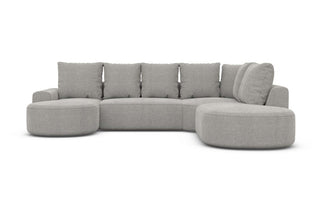 Wohnlandschaft Gomera Lounge U-Form aus Stoff Hellgrau