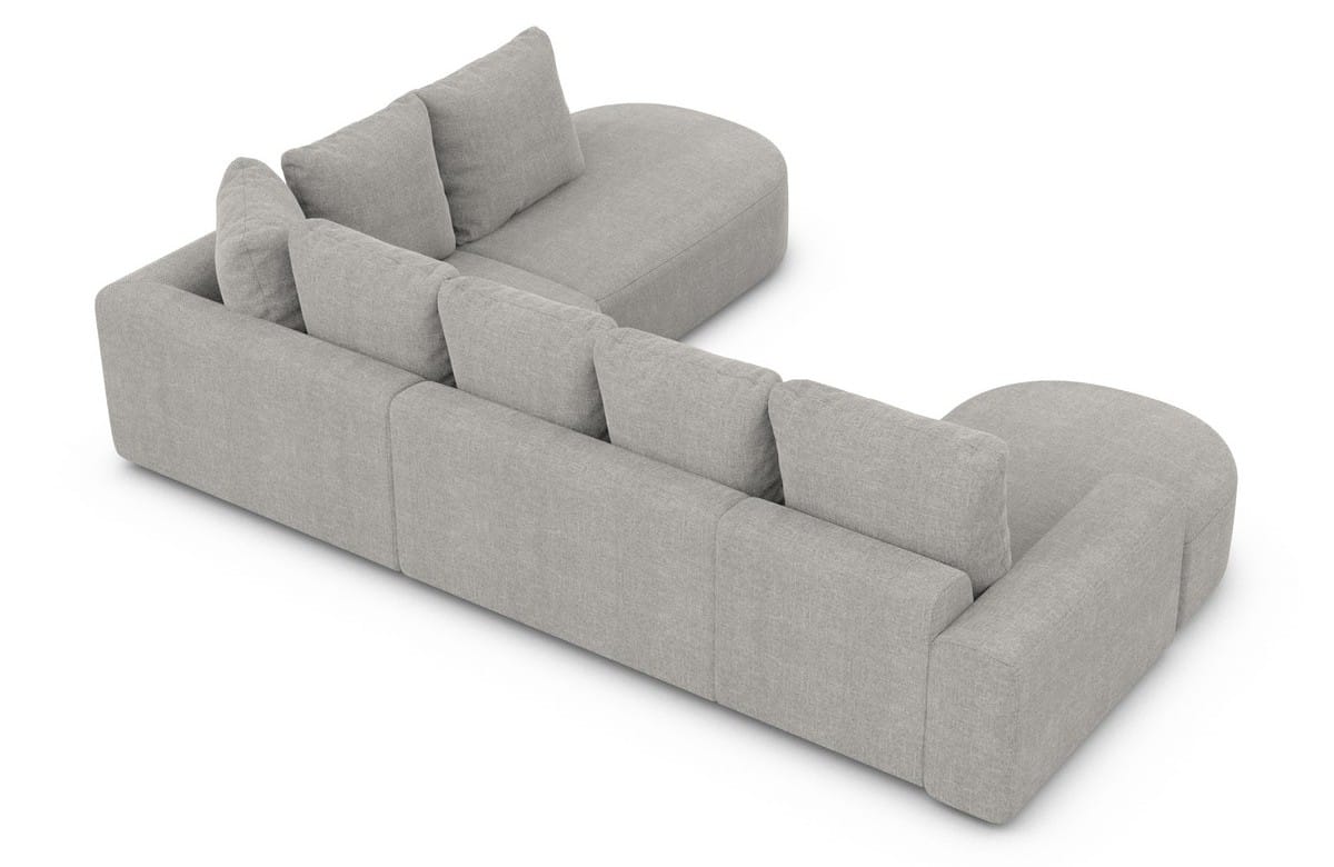 Wohnlandschaft Gomera Lounge U-Form aus Stoff Hellgrau