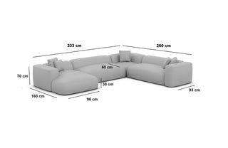 Wohnlandschaft Alcudia XXL U-Form in Stoff Schwarz