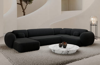 Wohnlandschaft Altea U-Form aus Stoff Schwarz