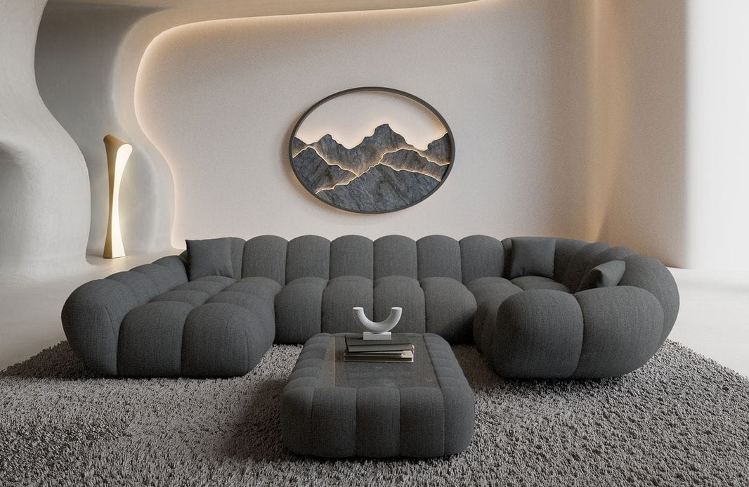 Stoff Wohnlandschaft Maleron U-Form