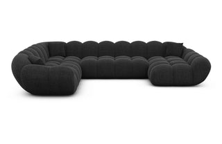 XXL Wohnlandschaft Maleron U-Form aus Stoff Schwarz