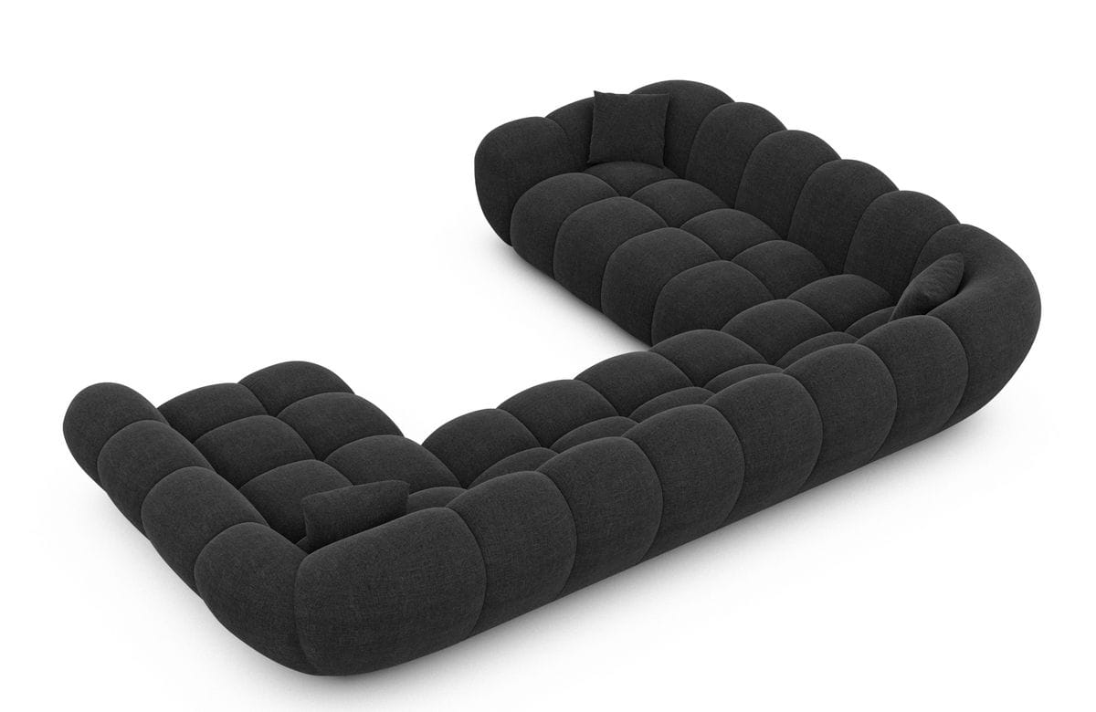 XXL Wohnlandschaft Maleron U-Form aus Stoff Schwarz