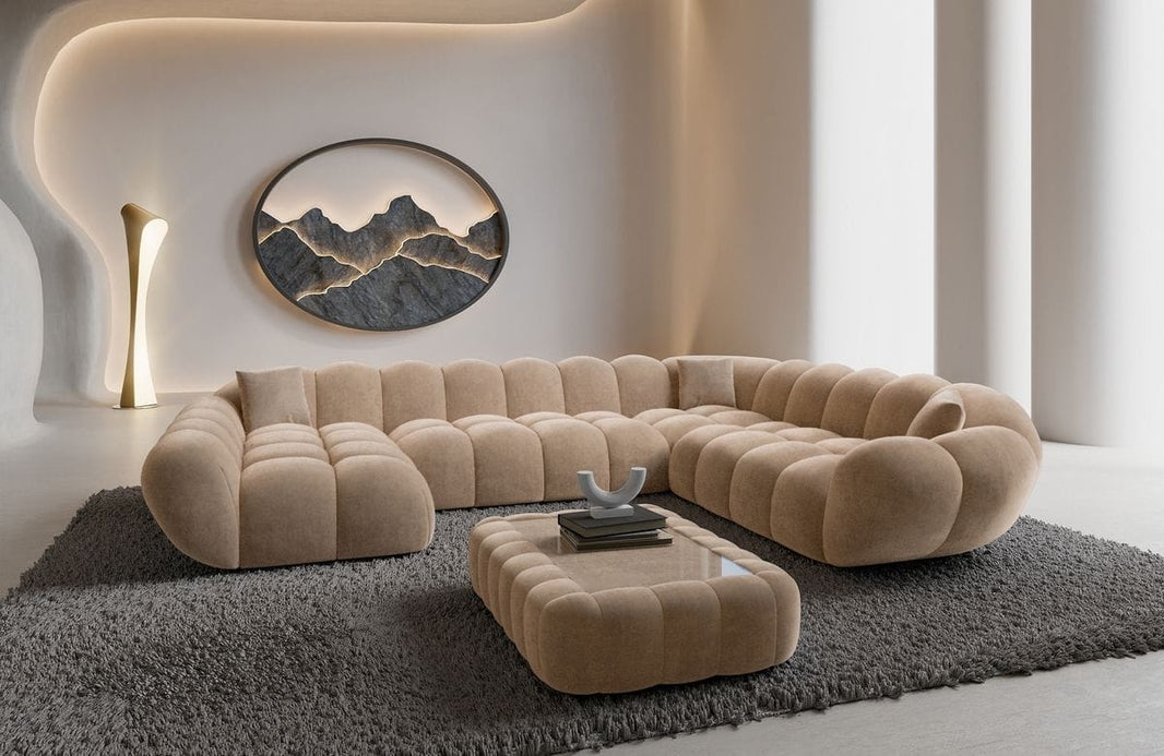 XXL Wohnlandschaft Maleron U-Form aus Stoff