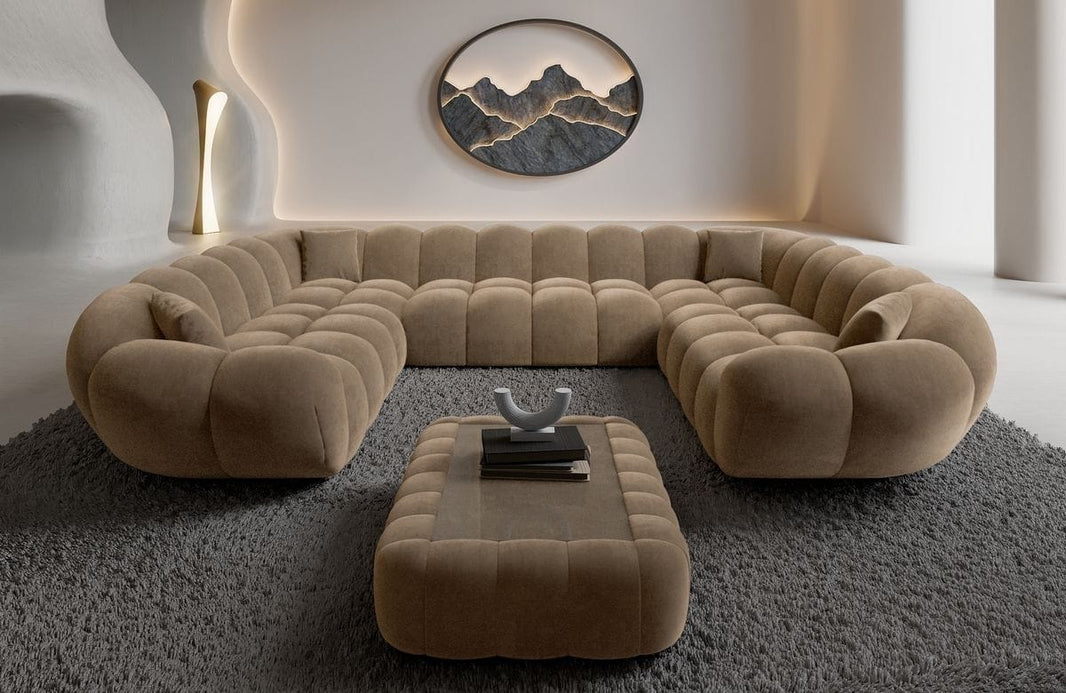 XXL Wohnlandschaft Maleron Panorama U-Form aus Stoff