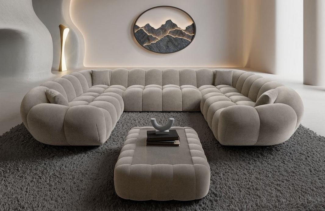 XXL Wohnlandschaft Maleron Panorama U-Form aus Stoff