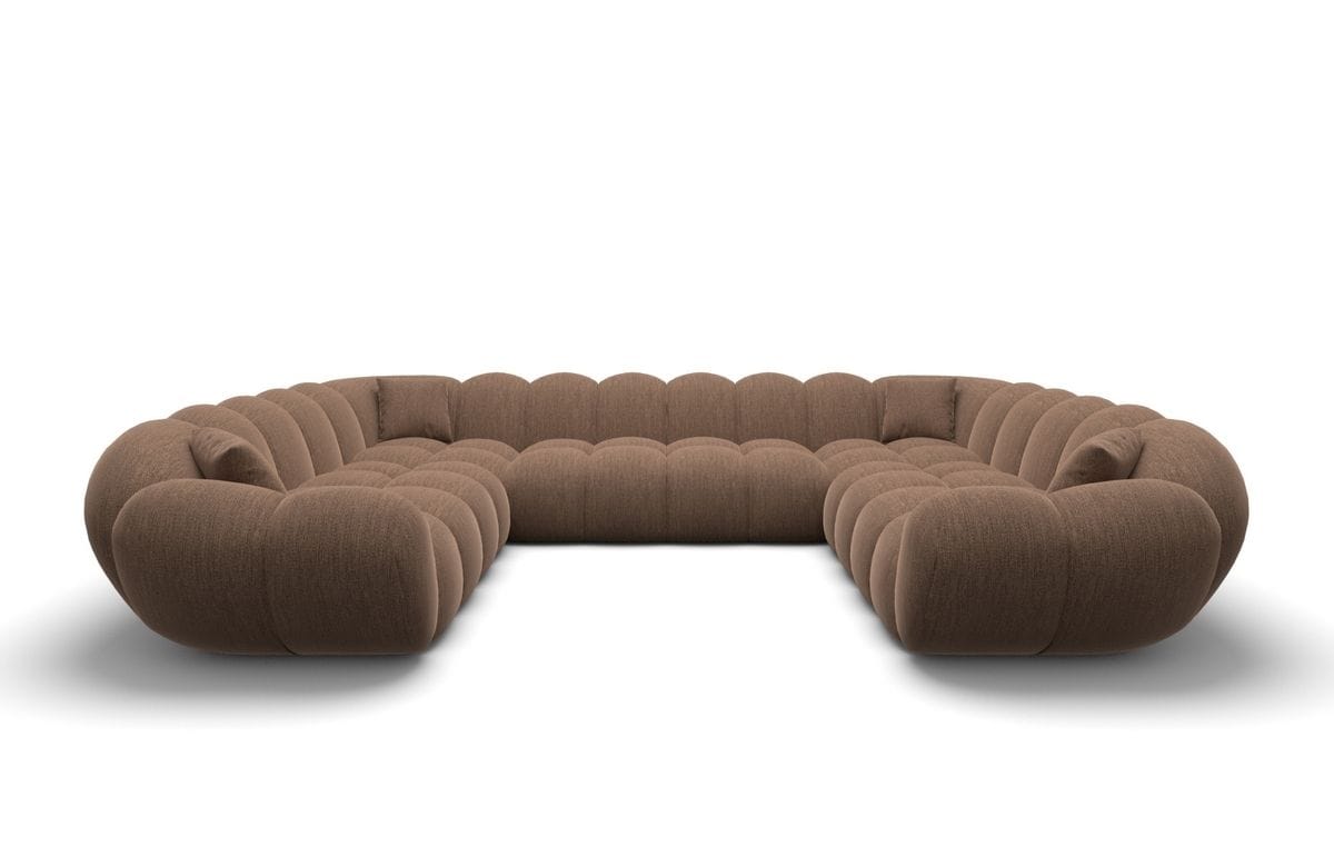 XXL Wohnlandschaft Maleron Panorama U-Form aus Stoff Braun