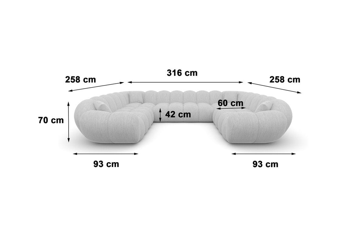 XXL Wohnlandschaft Maleron Panorama U-Form aus Stoff Braun