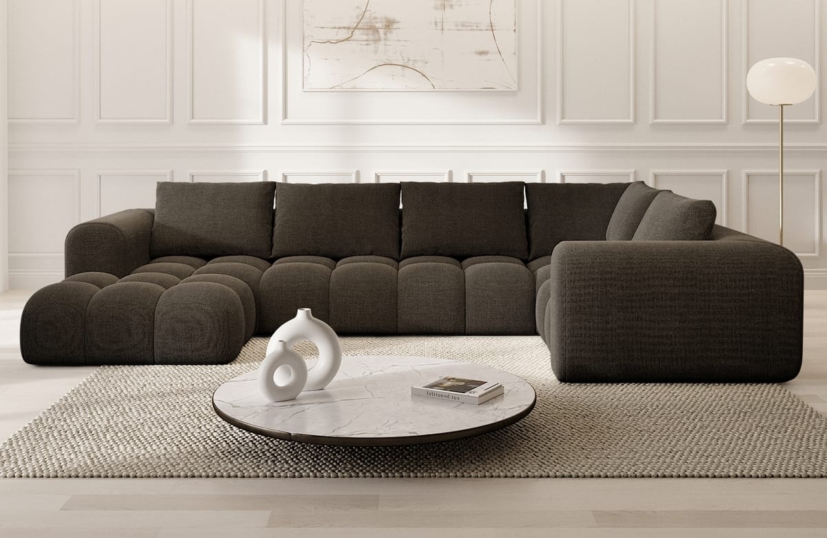 Couchlandschaft Casaluna U-Form in Stoff Schwarz