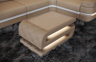 Couchtisch Bologna in Leder Sandbeige