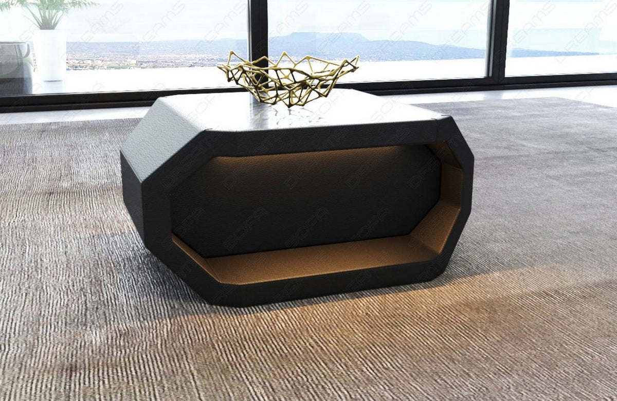 Couchtisch Asti Eleganz in Leder Schwarz