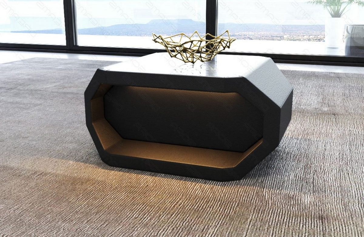 Couchtisch Asti Eleganz in Leder Schwarz