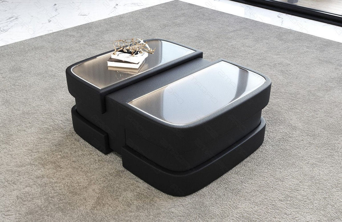 Couchtisch Elegante Modell Lederoptik Schwarz