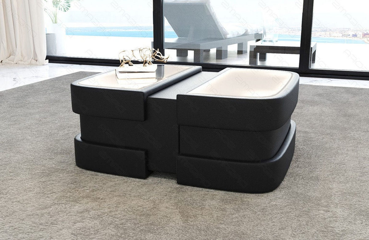Couchtisch Elegante Modell Lederoptik Schwarz