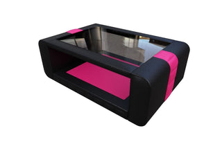 Couchtisch Bellagio in Leder Schwarz-Pink