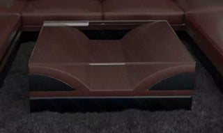 Couchtisch Monza in Leder Dunkelbraun-Schwarz