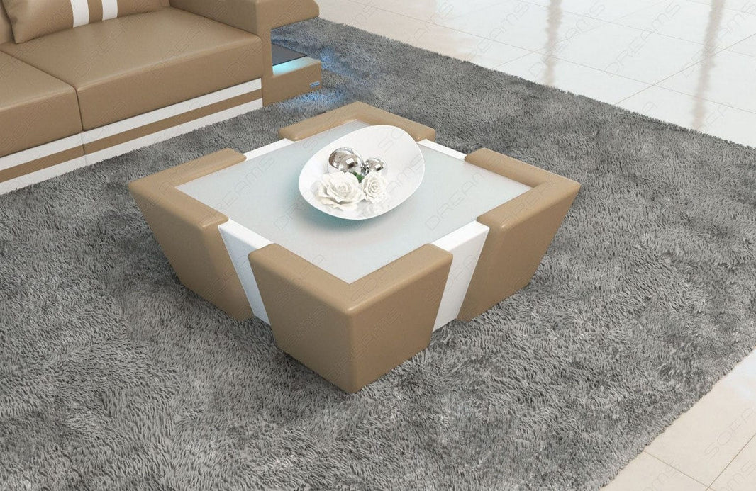 Couchtisch Apollonia LED in Leder