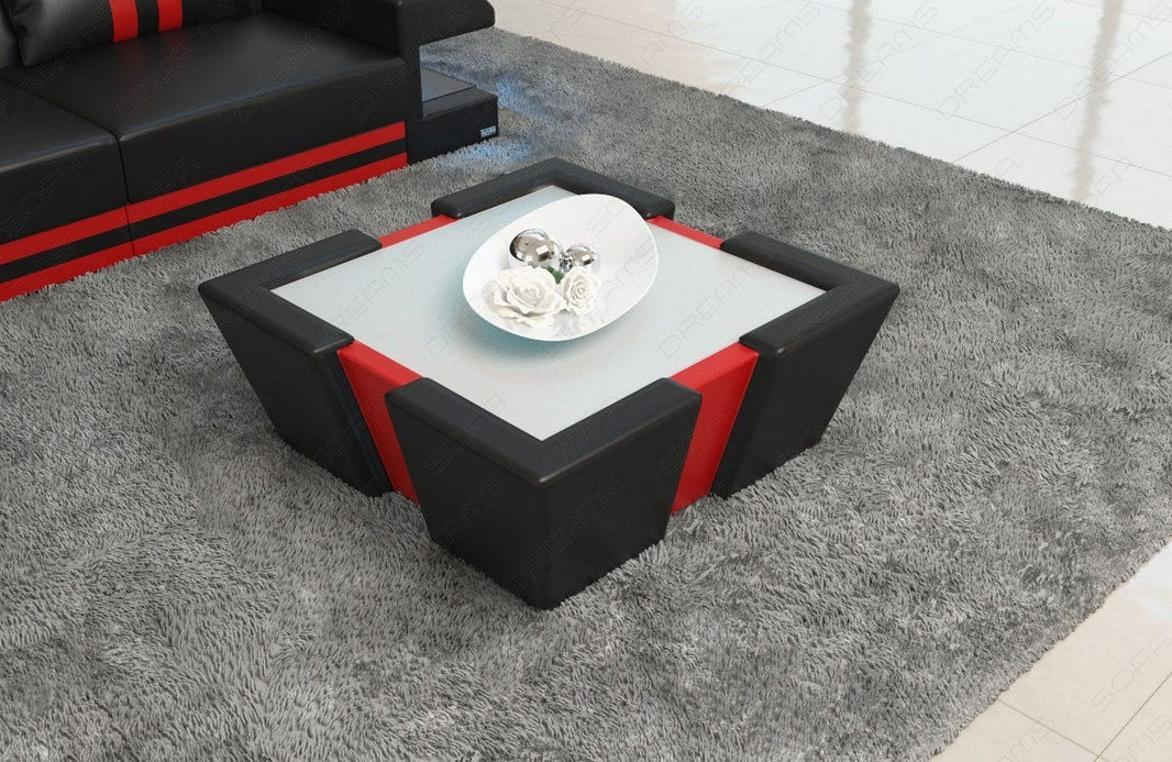 Couchtisch Apollonia LED in Leder