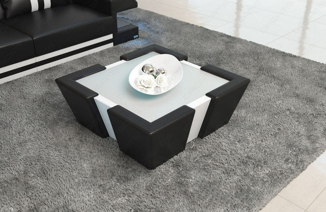 Couchtisch Apollonia LED in Leder