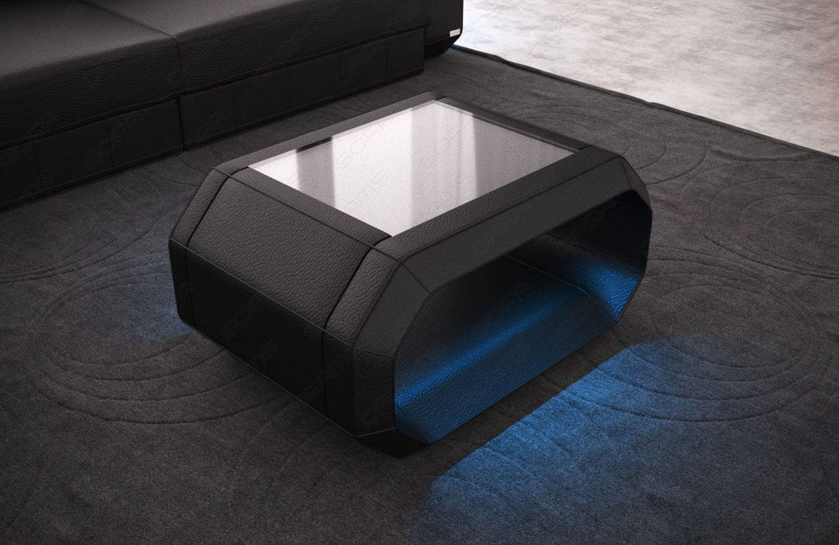Couchtisch Roma in Leder Schwarz