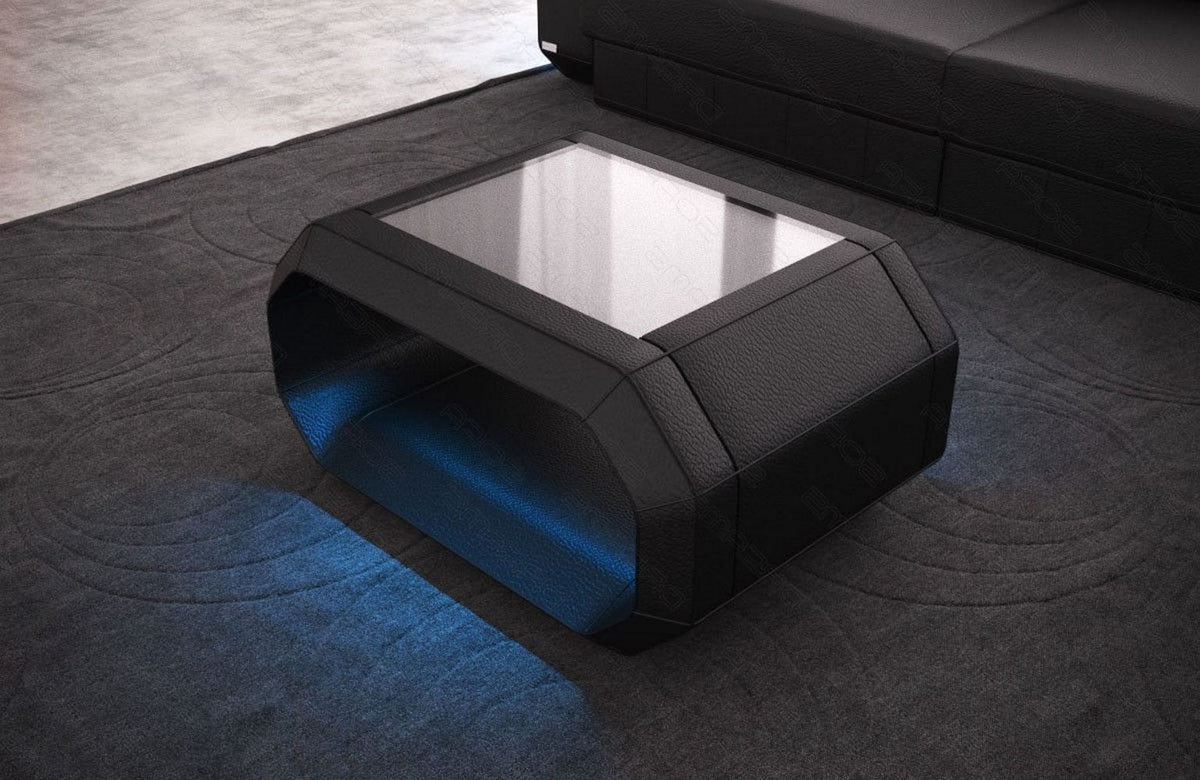 Couchtisch Roma in Leder Schwarz