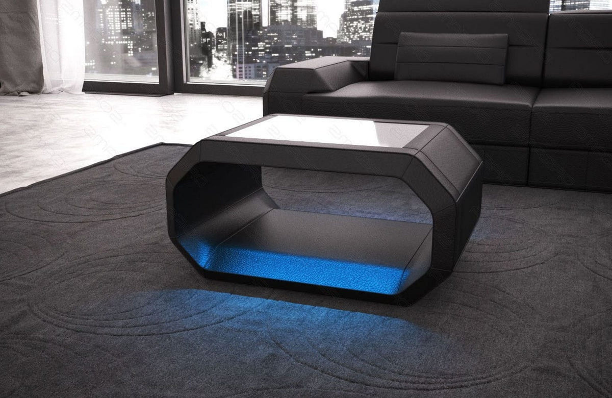Couchtisch Roma in Leder Schwarz