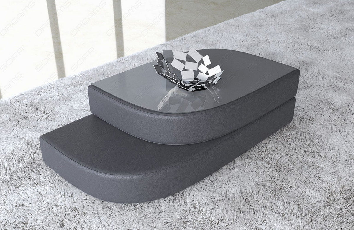 Couchtisch Bari Eleganz in Leder Grau