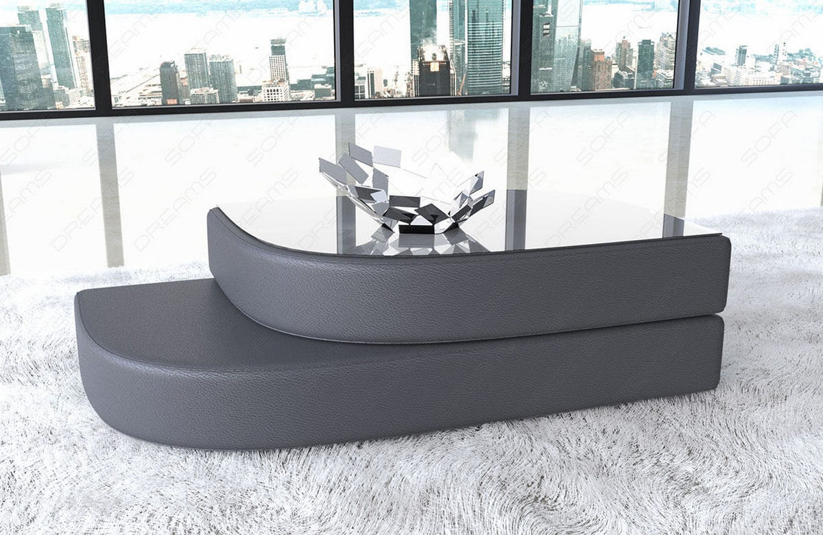 Couchtisch Bari Eleganz in Leder Grau