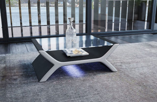 Couchtisch Calabria in Leder Schwarz-Weiß
