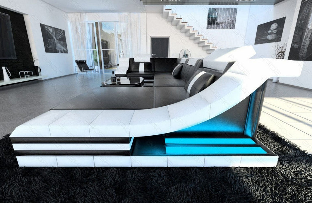 Mini Wohnlandschaft Turino U-Form in Leder