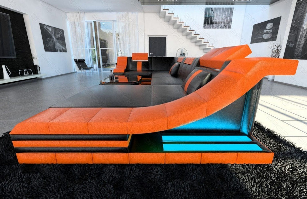 Mini Wohnlandschaft Turino U-Form in Leder