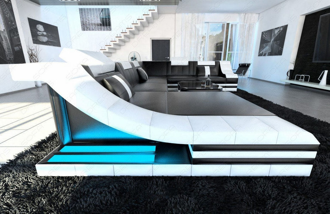 Mini XL Wohnlandschaft Turino U-Form aus Leder
