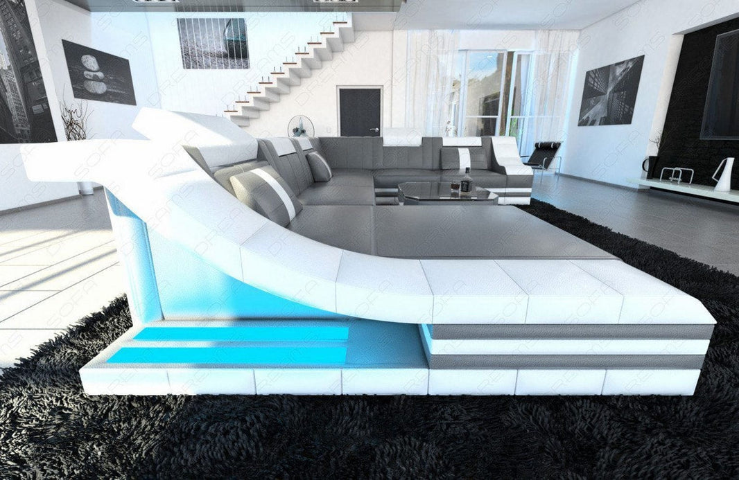 Mini XL Wohnlandschaft Turino U-Form aus Leder