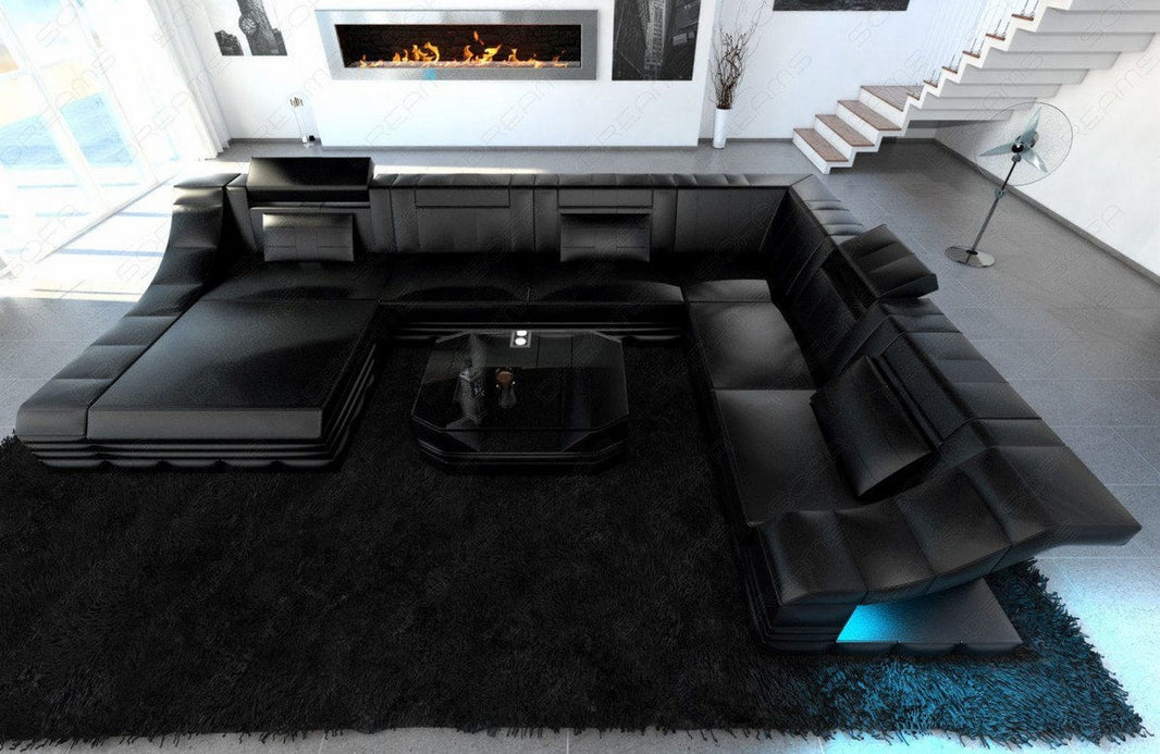 XXL Wohnlandschaft Turino U-Form aus Leder