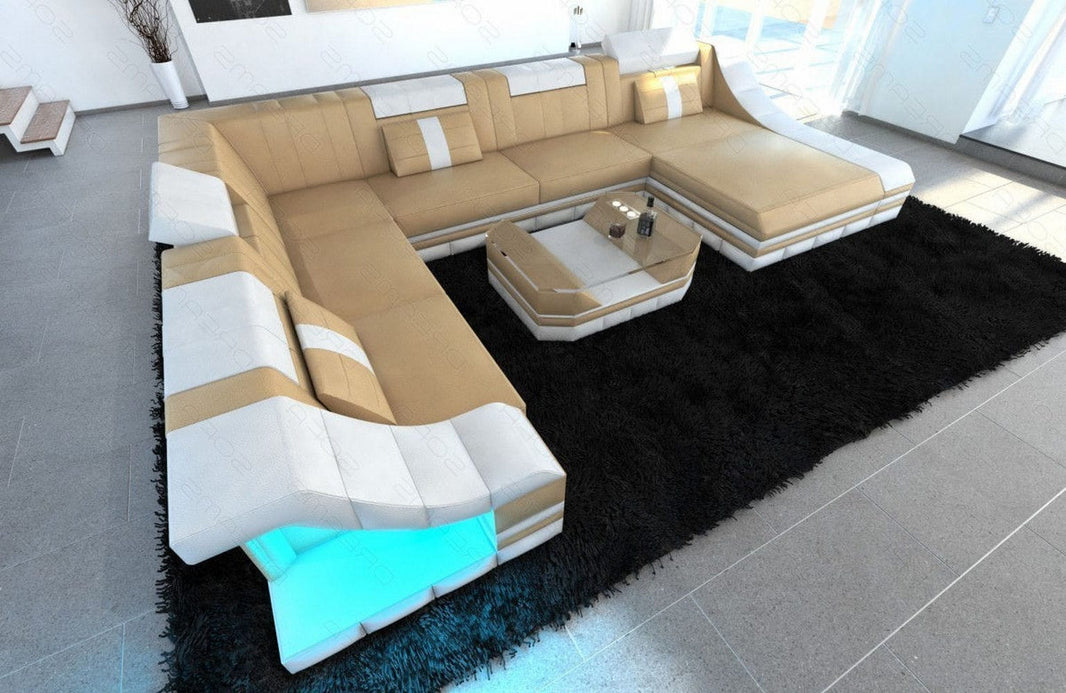 XXL Wohnlandschaft Turino U-Form aus Leder