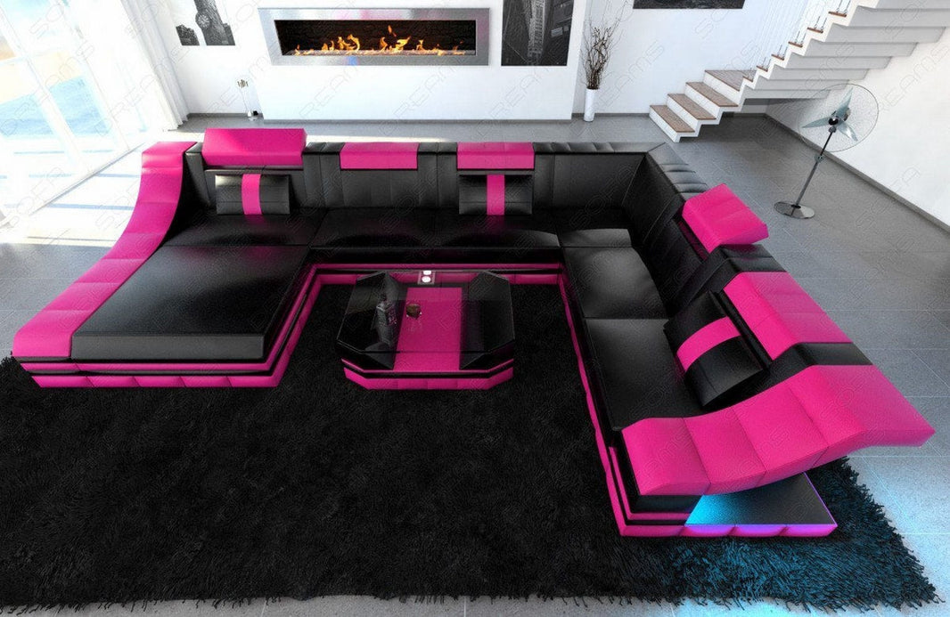 XXL Wohnlandschaft Turino U-Form aus Leder