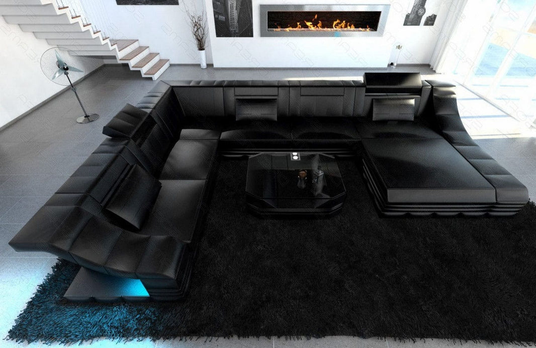 XXL Wohnlandschaft Turino U-Form aus Leder