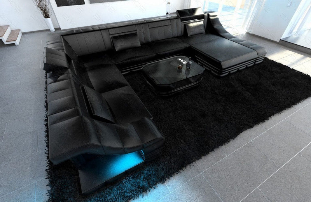 XXL Wohnlandschaft Turino U-Form aus Leder