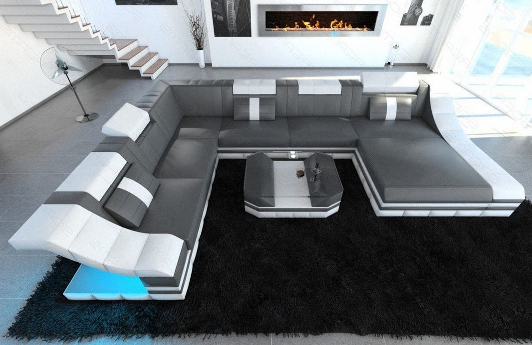 XXL Wohnlandschaft Turino U-Form aus Leder