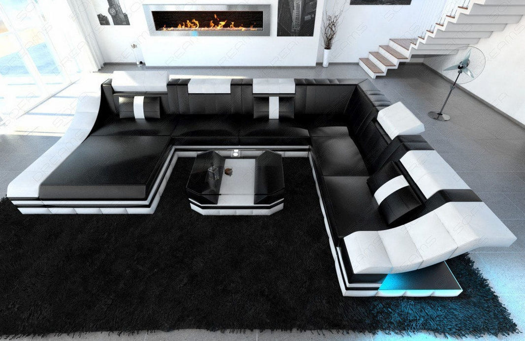 XXL Wohnlandschaft Turino U-Form aus Leder