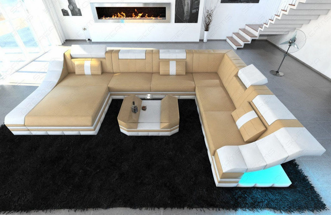 XXL Wohnlandschaft Turino U-Form aus Leder