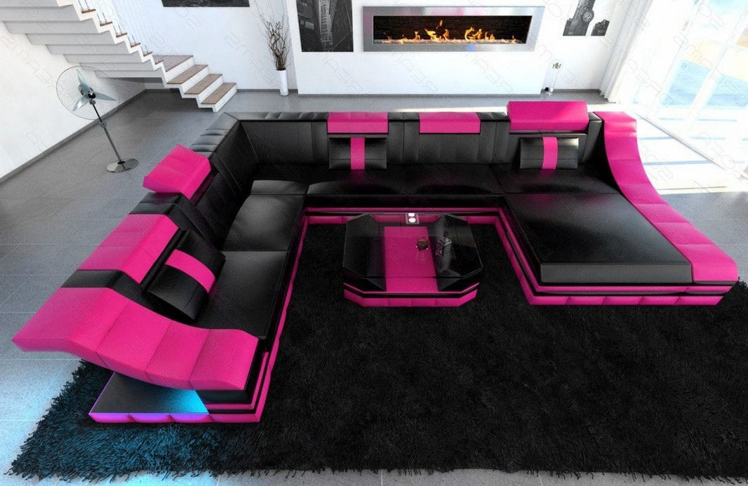 XXL Wohnlandschaft Turino U-Form aus Leder
