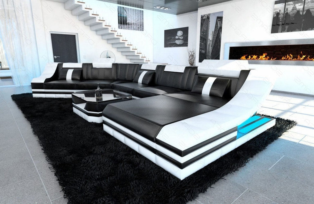 XXL Wohnlandschaft Turino CL-Form in Leder