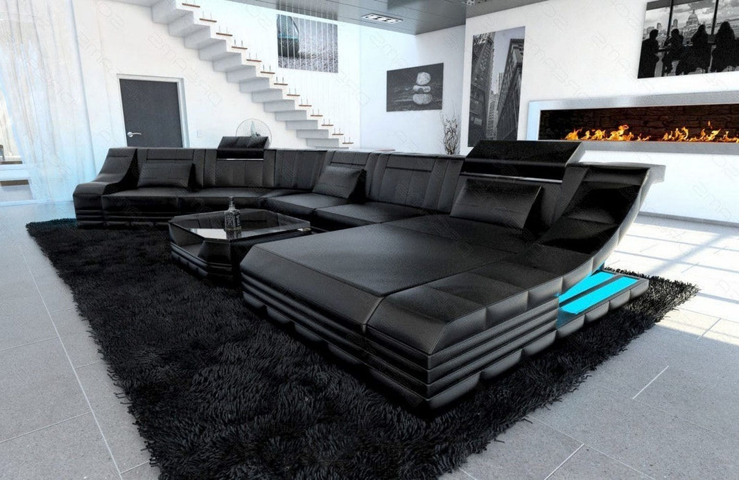 XXL Wohnlandschaft Turino CL-Form in Leder