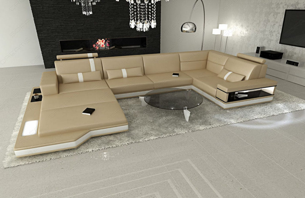 Mini Sofa Messana U-Form in Leder