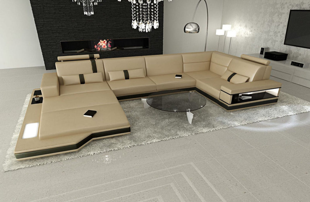 Mini Sofa Messana U-Form in Leder