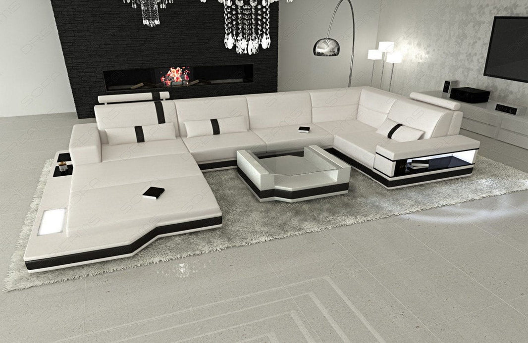 Mini Sofa Messana U-Form in Leder