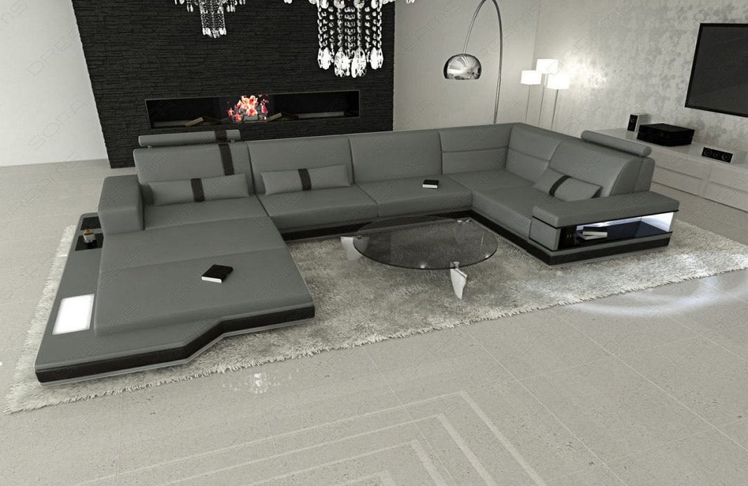 Mini Sofa Messana U-Form in Leder